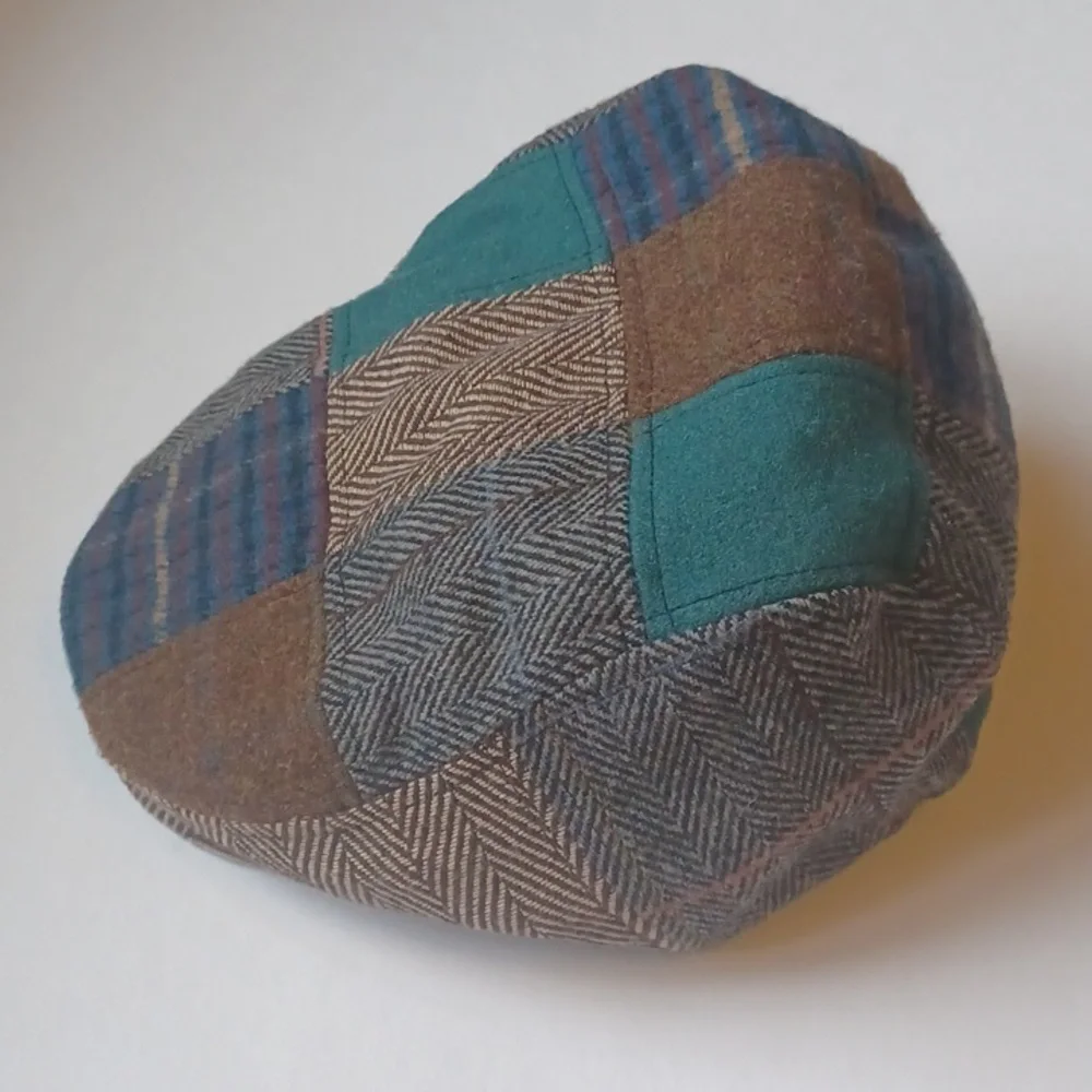 Patchwork Tweed Flat Cap - Green and Brown